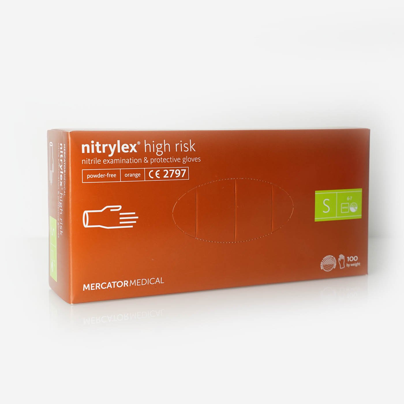 Vienkartinės nitrilinės pirštinės MERCATOR NITRYLEX HIGH RISK, 100 vnt.