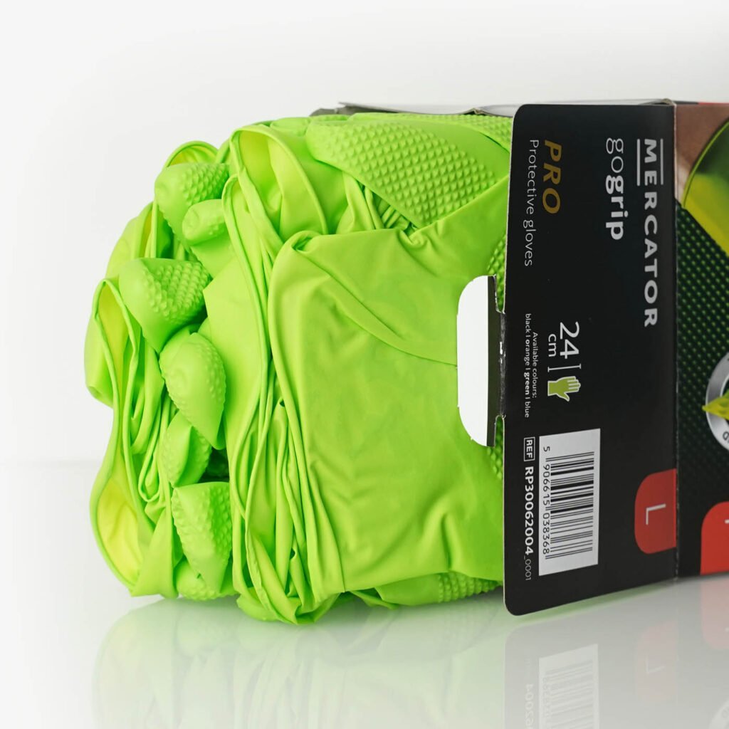 Vienkartinės nitrilinės pirštinės MERCATOR GO GRIP, žalios, DYDŽIAI, 100 vnt.